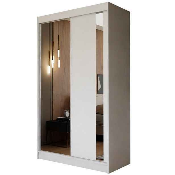 MASSENO ŠATNÍ SKŘÍŇ S POSUVNÝMI DVEŘMI GRAZIA, 120/216/61 cm 2dveřová se zrcadlem, bílá