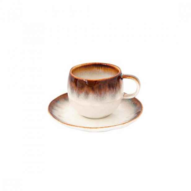 Šálek s podšálkem, porcelán, 120 ml, hnědý, "Nuances" - Easy Life