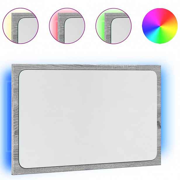 vidaXL Koupelnové zrcadlo s LED šedé sonoma 60 x 8,5 x 38 cm kompozit