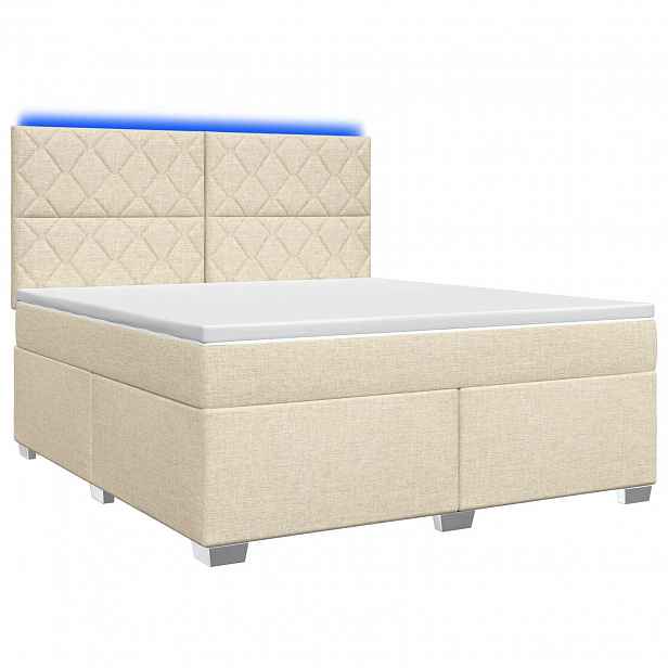 vidaXL Postel boxspring s matrací s čelo Krémová 140 x 190 cm Textil