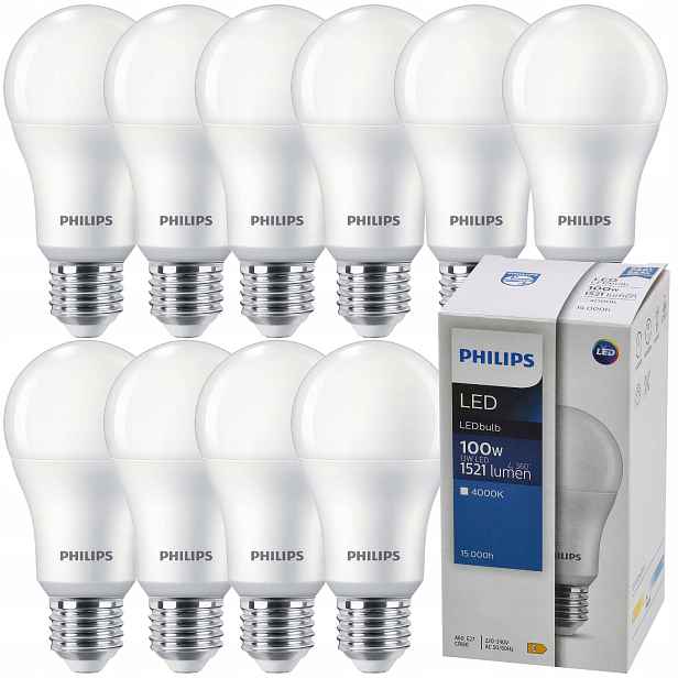 Philips Led žárovky E27 13W 100W 1521lm 4000K Výkonná žárovka EyeComfort LEDBulb 10x