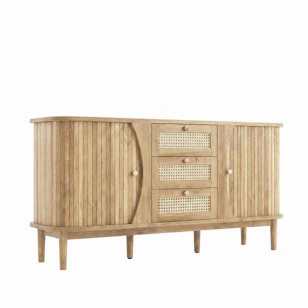 STILVORA KUCHYŇSKÁ SKŘÍŇ v přírodní barvě s posuvnými dvířky a zásuvkami, 140,5×40×76 cm