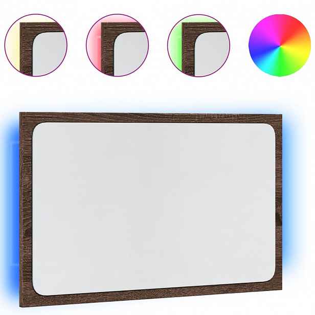 vidaXL Koupelnové zrcadlo s LED hnědý dub 60 x 8,5 x 38 cm kompozit