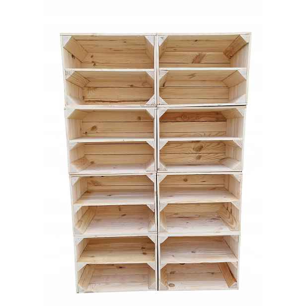 8 x přírodní regálové skříně s dlouhou policí, 39 x 29 x 24 cm – loftový styl