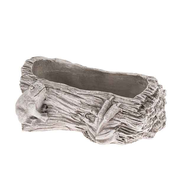 Betonový obal na truhlík Kmen s žábou šedá, 12 x 21 cm