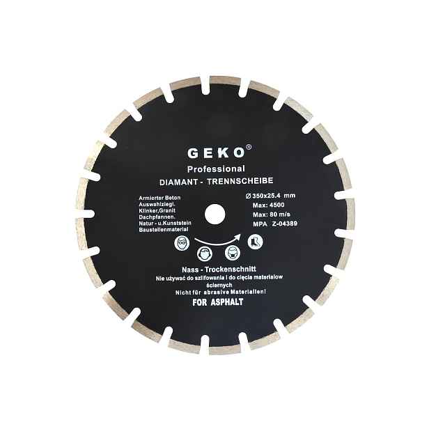 Diamantový Kotouč Geko 350 MM Asfalt Beton Suché/mokré Řezání