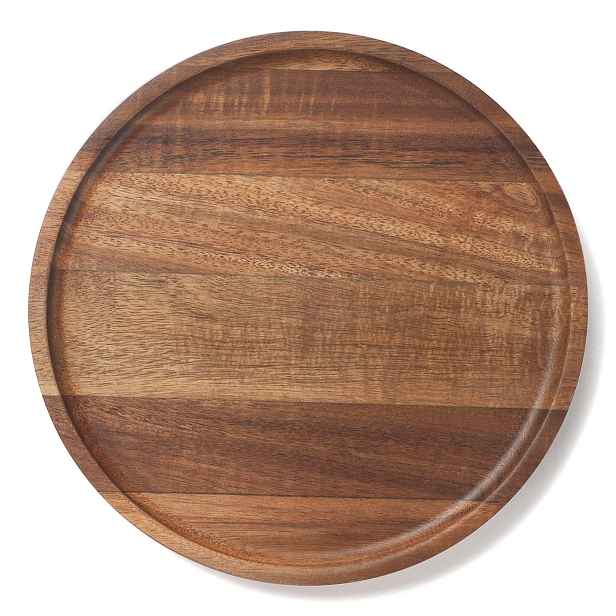 Dřevěný Podnos Kulatý 25 CM, Akátový, Pro Servírování, Dekorativní, Retro