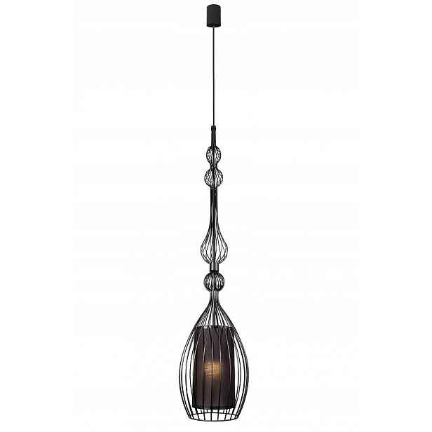 Závěsná lampa Abi Černá Kovová Stínidlo Abažur 1xE27 22cm Stropní Svítidlo