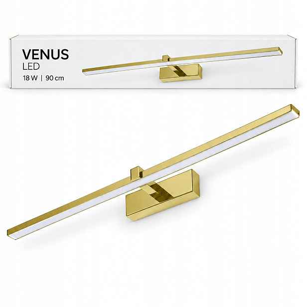 Zlatá nástěnná lampa Venus 18W 90 cm Led nad zrcadlo 4200K IP44 1100lm