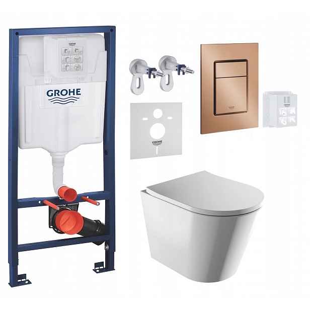 Wc stojan Grohe Rapid Sl s mísou Omnires a tlačítkem kartáčovaná měď