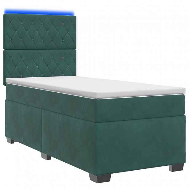 vidaXL Postel boxspring s matrací Tmavě zelená 80 x 200 cm Samet