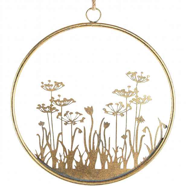 Kovová nástěnná dekorace FLOWERS RING Ø 41 cm zlatá