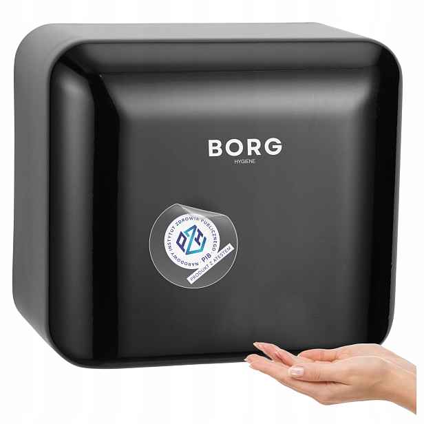 Sušička na ruce Silná ocelová Borg Solano 2300 W Černá Matná sušička 15 sekund