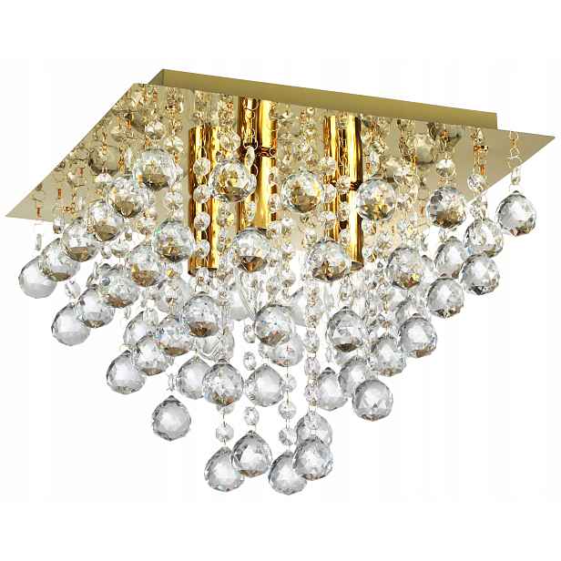 Zlatý stropní svítidlo s visícími krystaly Lancaster Crystal ložnice glamour