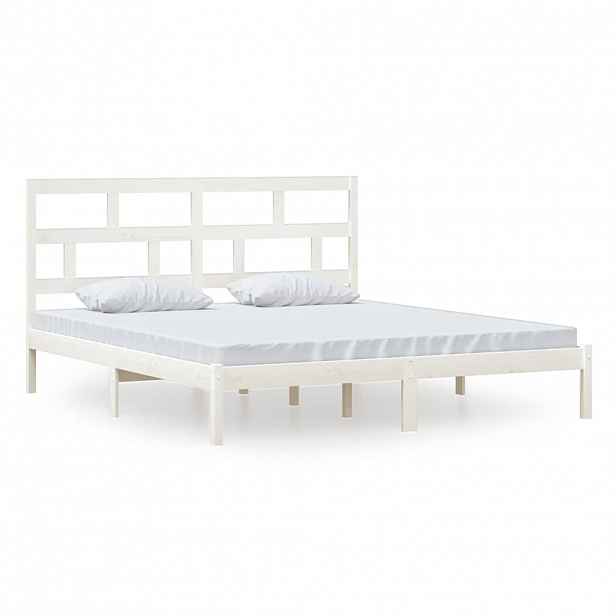 vidaXL Rám postele bílý 180 x 200 cm Super King masivní dřevo