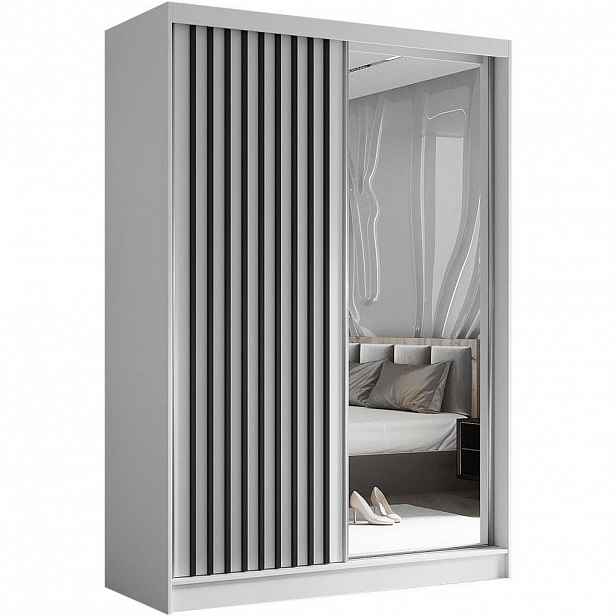 Beautysofa SKŘÍŇ s posuvnými dveřmi Helix 150/216/61 bílá + černá
