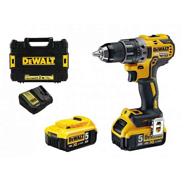 DeWALT - 18V AKU vrtací šroubovák, 2x aku 5,0 Ah Li-Ion XR, nabíječka DCD791P2