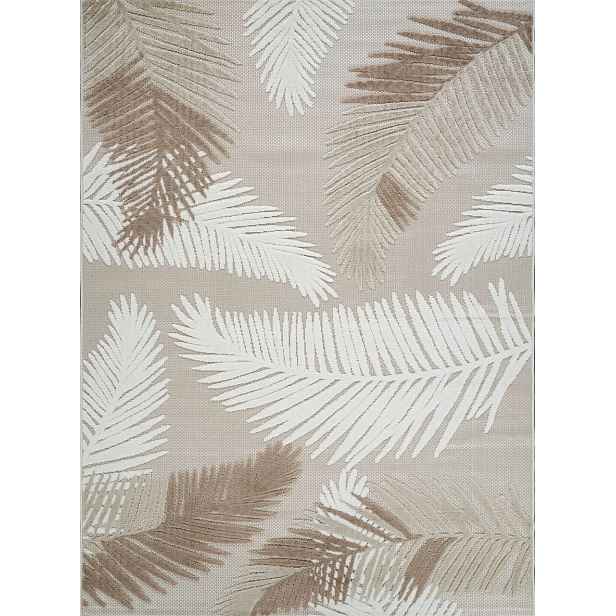 Koberec Boho 80x150 cm do obývacího pokoje, měkký béžový vzor s palmovými listy, 3D efekt