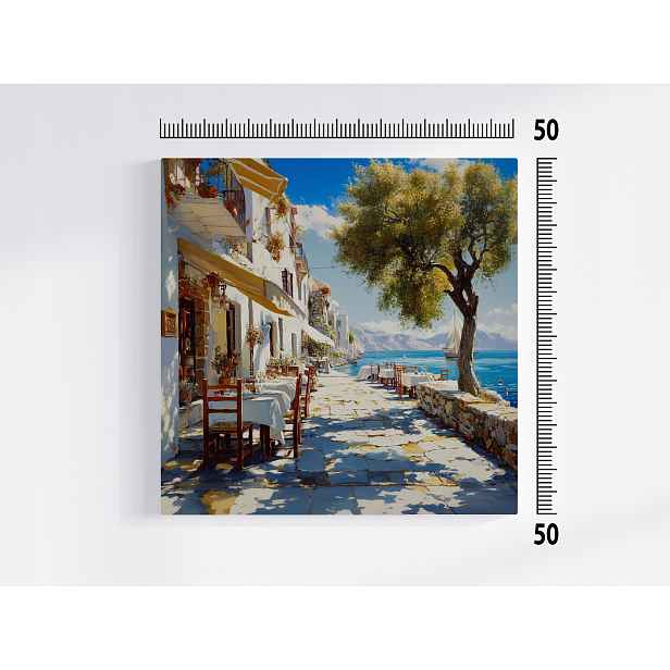 Obraz Na Plátně Canvas Středomořské Město Voda Kavárna Loď 50x50