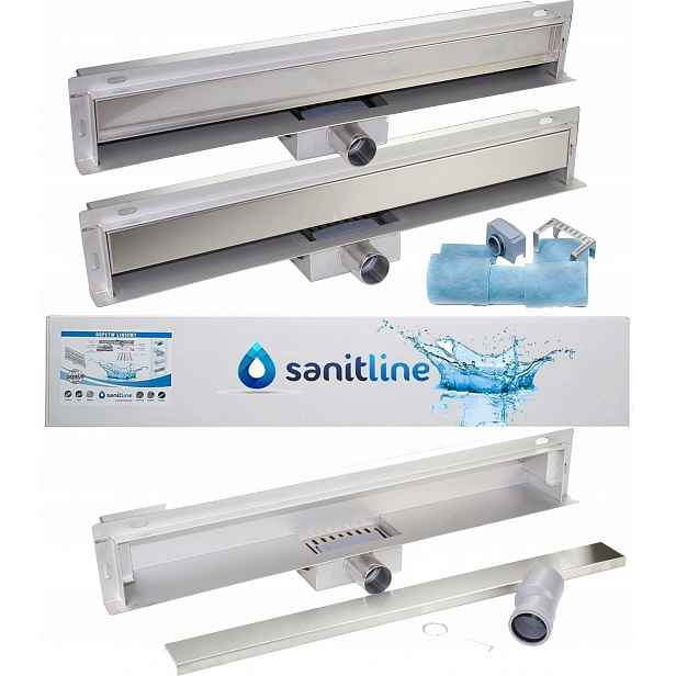 Sanitline Lineární odtok 2v1 Nástěnný 60 cm 52 mm Pod Dlažbu Hladký