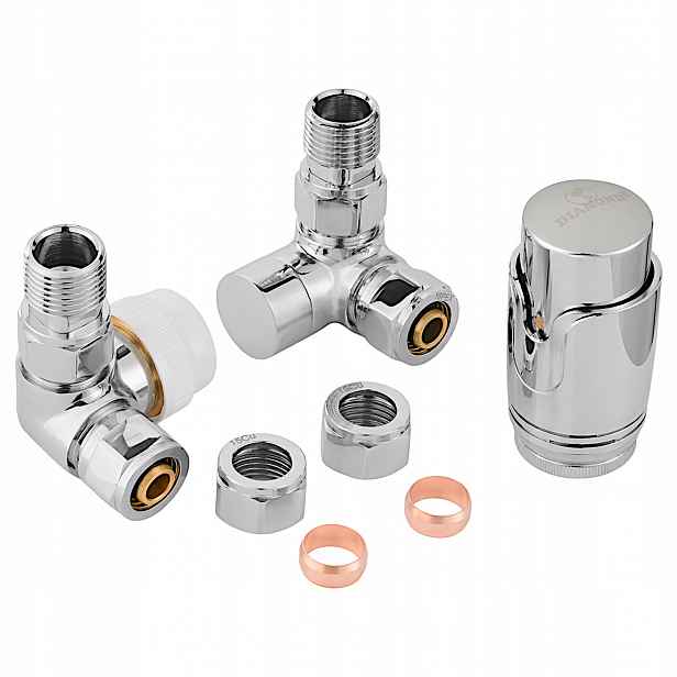 Termostatická Sada Pro Radiátor 1/2" Axiální Pravý Chrom DN15 Diamond