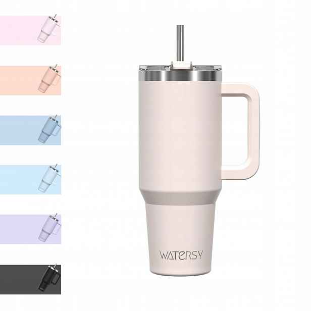 Watersy Termohrnek 891ML Nerezová Ocel S Uchem A Brčkem Béžová