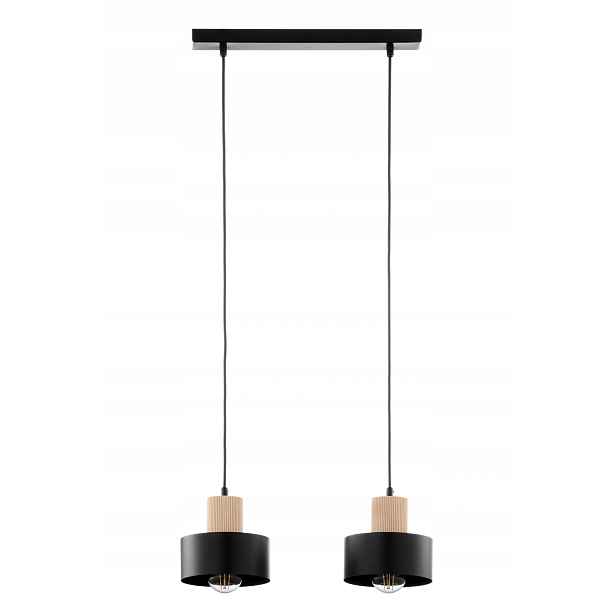 Závěsná lampa 42 cm 2xE27 černá-dřevěná Rif Wood Sigma Lighting