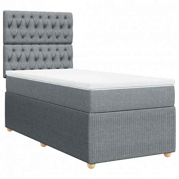 vidaXL Box spring postel s matrací světle šedá 80 x 200 cm textil