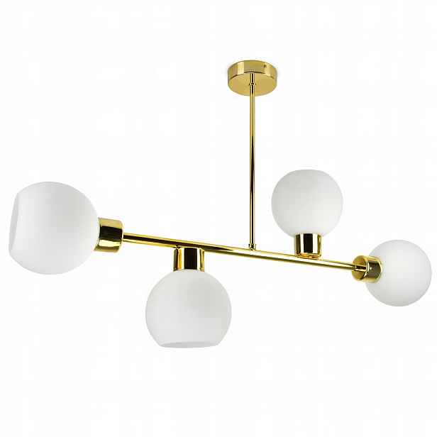 Závěsná lampa Lustr Stropní Svítidlo Zlatá Kule Bílá Matná
