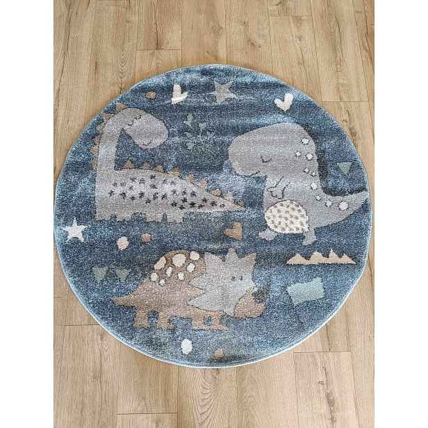 Diva modrá, dětská s dinosaury kulatý 120 cm