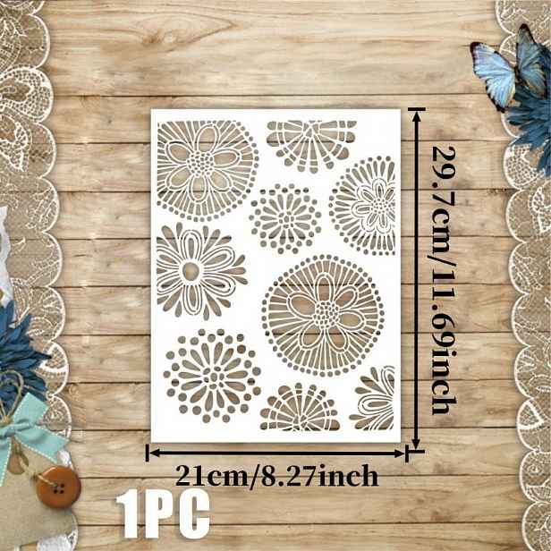 TEMU 1 ks Nový Chrysanthemum Joy Malířský Řemeslný Šablona - Velikost A4 - Výroba, Nástěnné umění, Nábytek, Dřevěná a Plátněná Řemeslná Šablona -