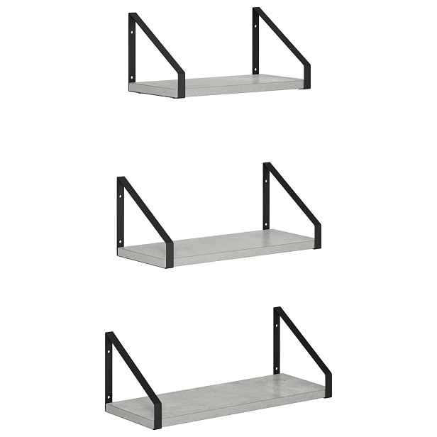 vidaXL Nástěnné poličky 3 ks Betonově šedá 40 x 16 x 15,5 cm