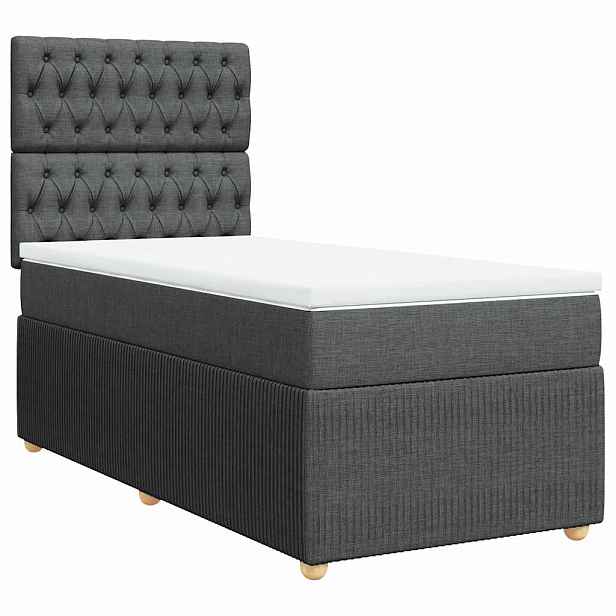 vidaXL Box spring postel s matrací tmavě šedá 80 x 200 cm textil