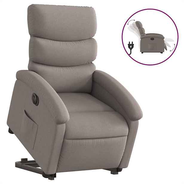 vidaXL Elektrické zvedací polohovací křeslo taupe textil