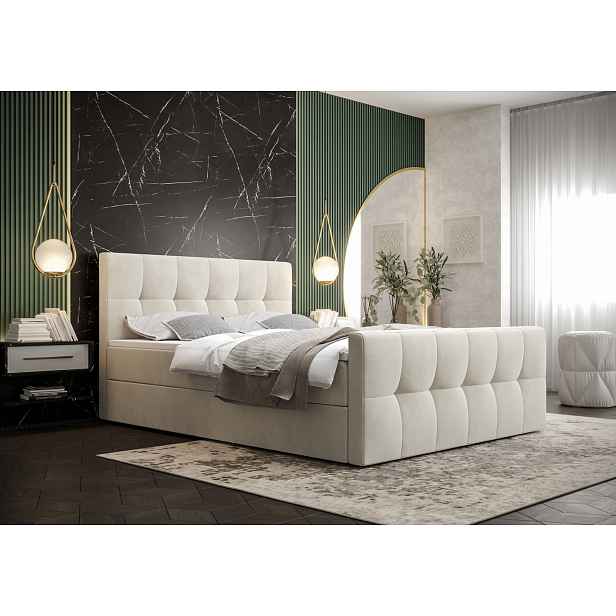 Elegantní manželská postel ELIONE - 160x200, béžová