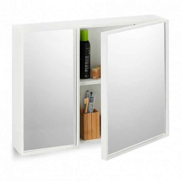 Relaxdays ZRCADLOSKŘÍŇKA Bílá 2-dveřová MDF sklo 50 cm