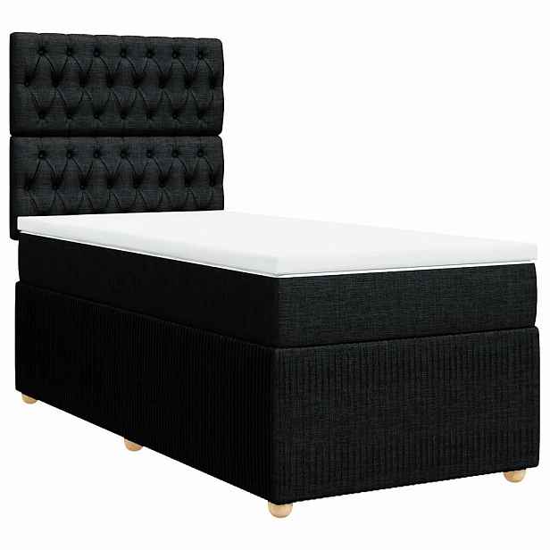 vidaXL Box spring postel s matrací černá 80 x 200 cm textil