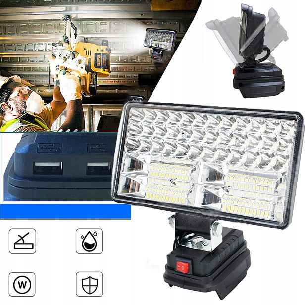 90W 8'' Nouzová Led pracovní lampa Kempingová svítilna 18V pro Makita Mit Usb