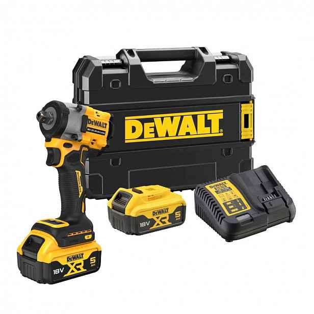 DeWALT - 18V AKU rázový utahovák, 2x aku 5,0 Ah XR, nabíječka DCF922P2T
