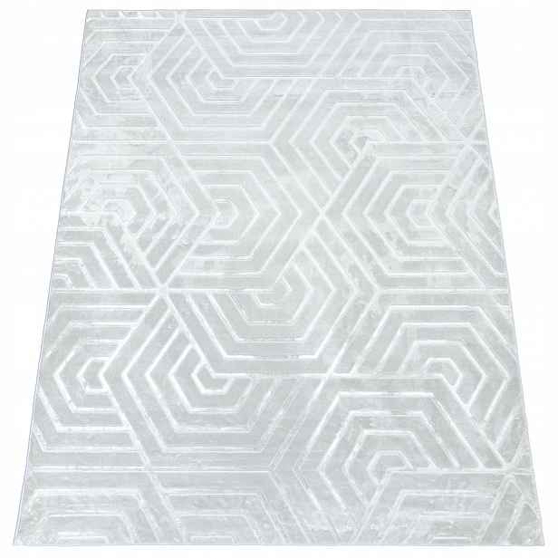 Koberec do obývacího pokoje Glamour 120x170 cm Měkký Moderní Šedý Módní Lesklý