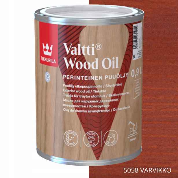 Tikkurila Valtti Wood Oil Olej Na Dřevo 0,9 L Barva 5058 Varvikko