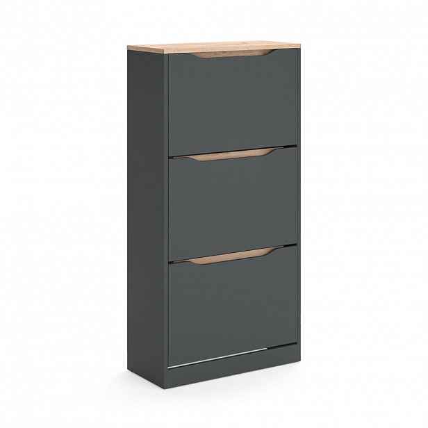 Vicco BOTNÍK NA BOTY Ruben, Antracit/Řemeslný dub, 60.2 x 120 cm se 3 výklopnými přihrádkami