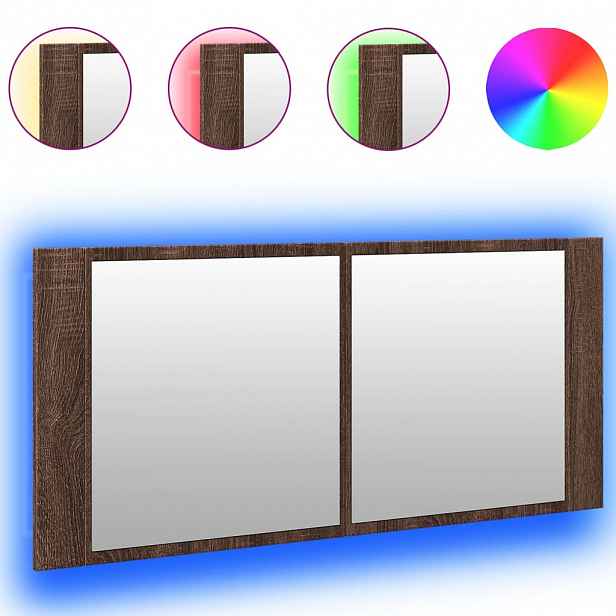 vidaXL LED koupelnová skříňka se zrcadlem hnědý dub 100 x 12 x 45 cm