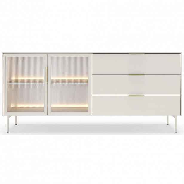 Selsey KOMODA Lumi 2dveřová se skleněnými dvířky dub Dunin 181 cm