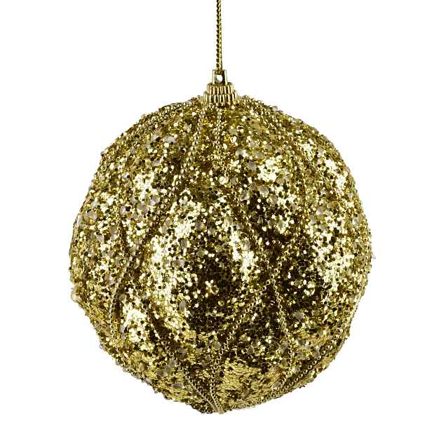 Mondex Vánoční baňka SANTA LILA Noella 10 cm zlatá