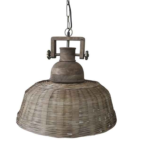 Přírodní dřevěné světlo s ratanovým stínidlem Roellie - Ø 50*43 cm/ E27/ 25W Chic Antique