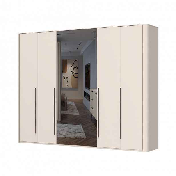 Skříň se zrcadly a osvětlením RONDO - P6R-2OG/RO - Cashmere lak mat