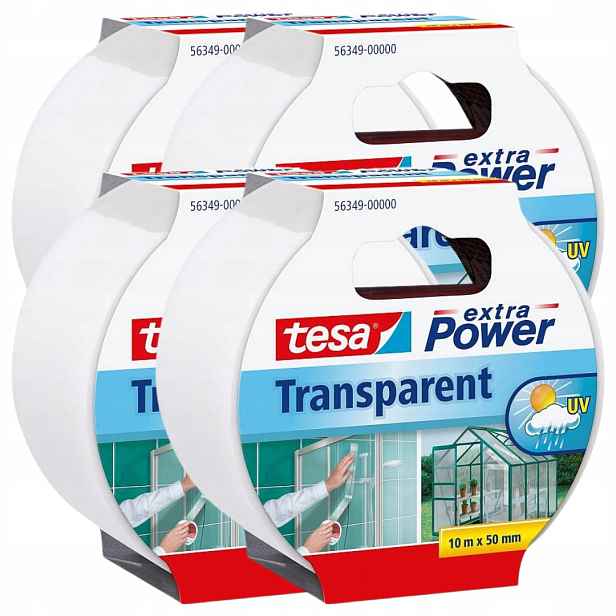 Tesa Opravná lepicí páska na sklo fólie průhledná 10 m x 50 mm x4