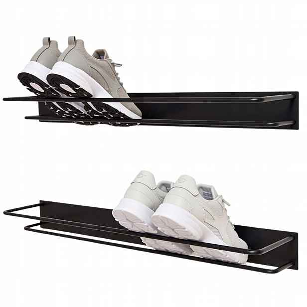 Závěsný Regál Na Boty Kovový Loft Černý 2x Police 98CM Nástěnný Produkt Pl