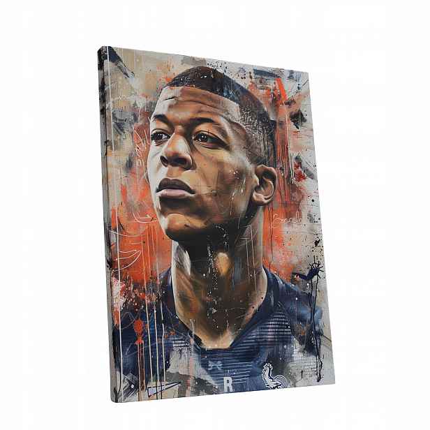 Obraz na plátně Portrét Kyliana Mbappé do bytu, pokoje, obýváku dárek 60x80